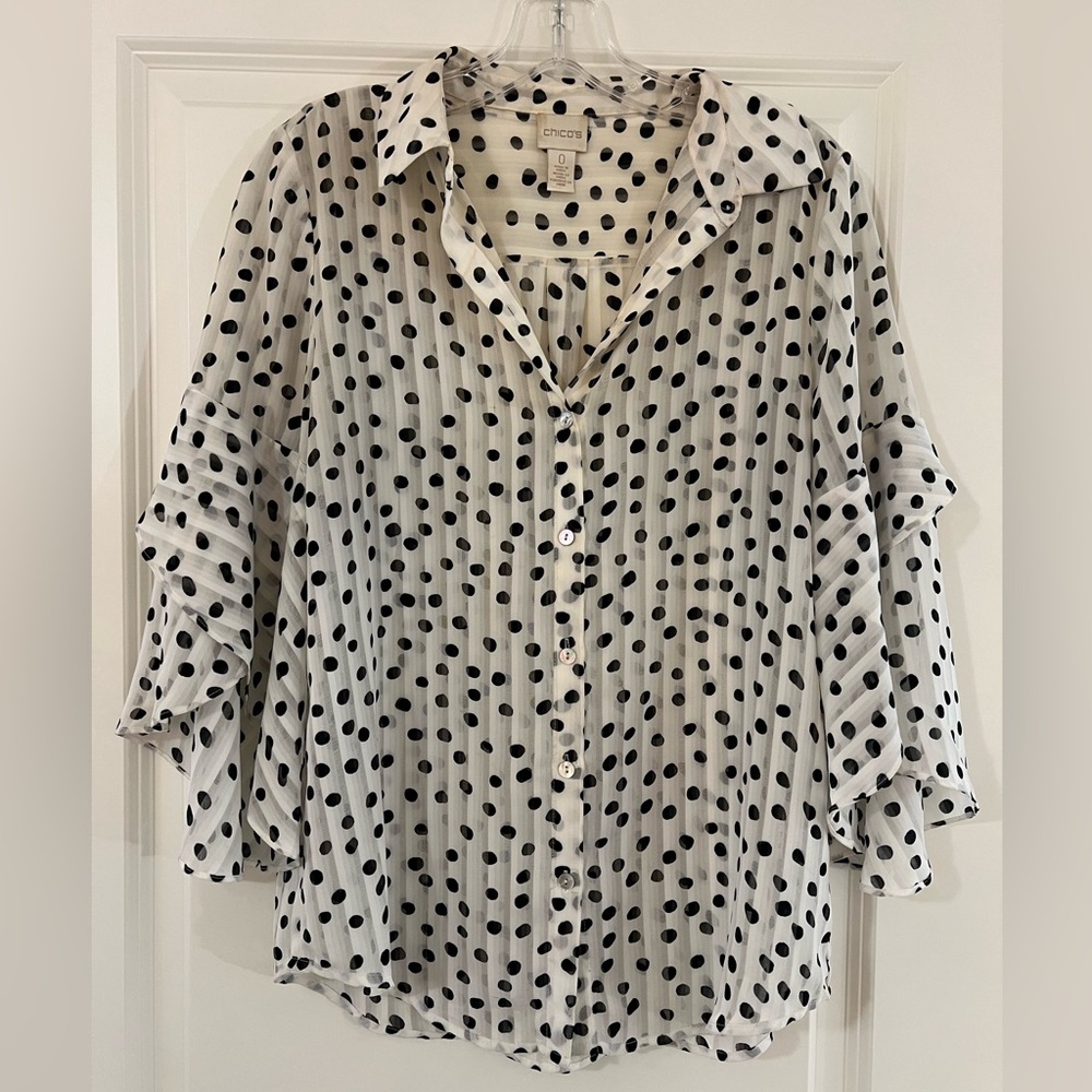Chico's Black Polka Dot Women's Top